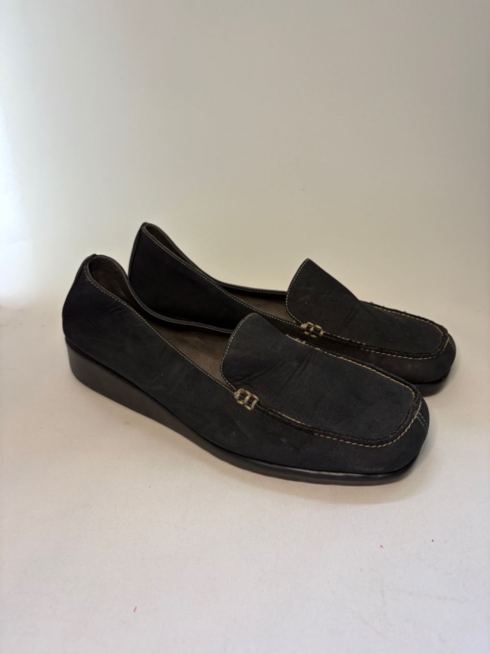 A2 by‎ Aerosoles Gondola Stitch 'N Turn Black Suede Slip-On Loafers Size 10